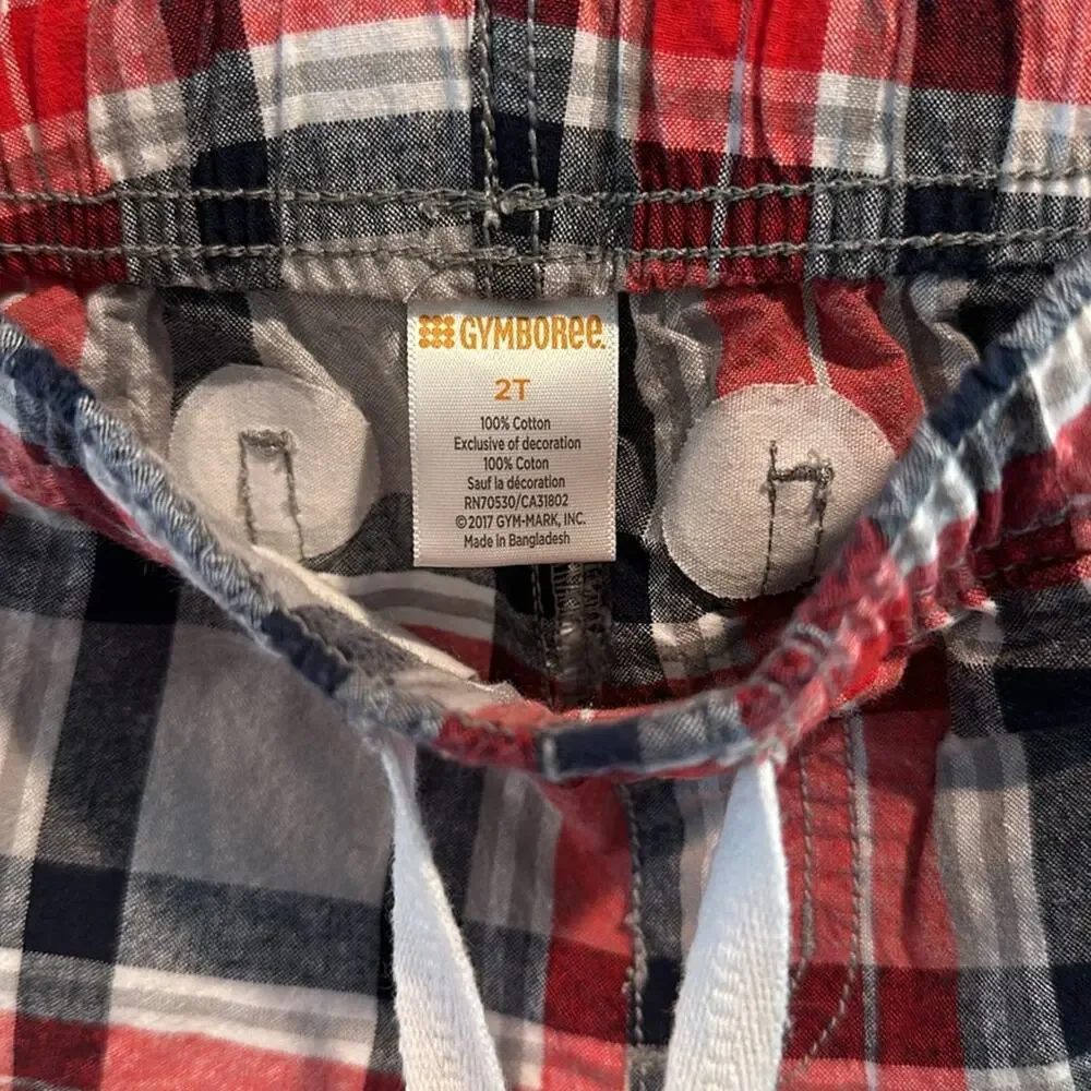 Gymboree 2T Red, White & Blue Plaid Cotton‎ Shorts
